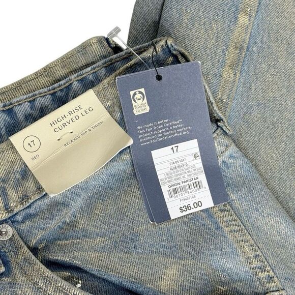 Universal Thread NWT high rise curved leg jeans with shiny silver sheen size 17 - Picture 4 of 13